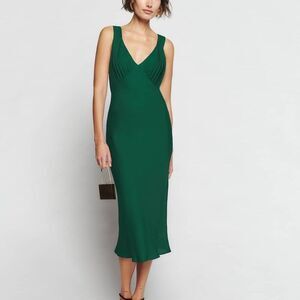 Reformation Beauden Emerald Green Sleeveless Midi Dress